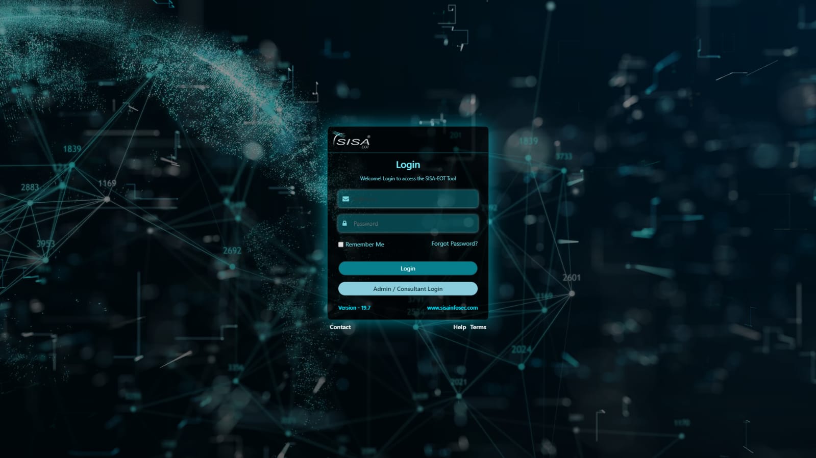 SISA security tool login experience and visual direction